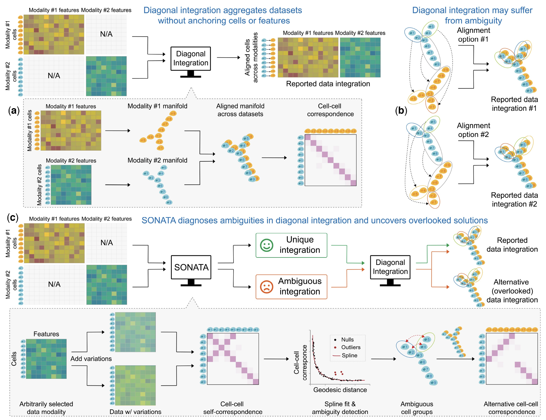 Securing diagonal integration of multimodal single-cell data against ambiguous mapping